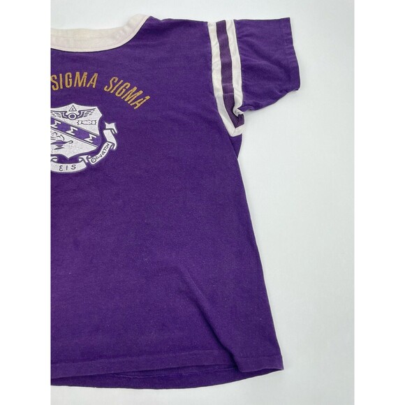 Vintage 70s Sigma Sigma Sigma Sorority Single Stitch Shirt Men’s Medium Purple - Picture 2 of 11